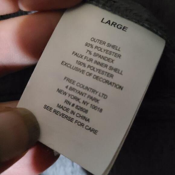 Women's Large L Free Country Faux Fur Lined Soft Shell Hooded Winter Coat Jacket - Picture 9 of 9